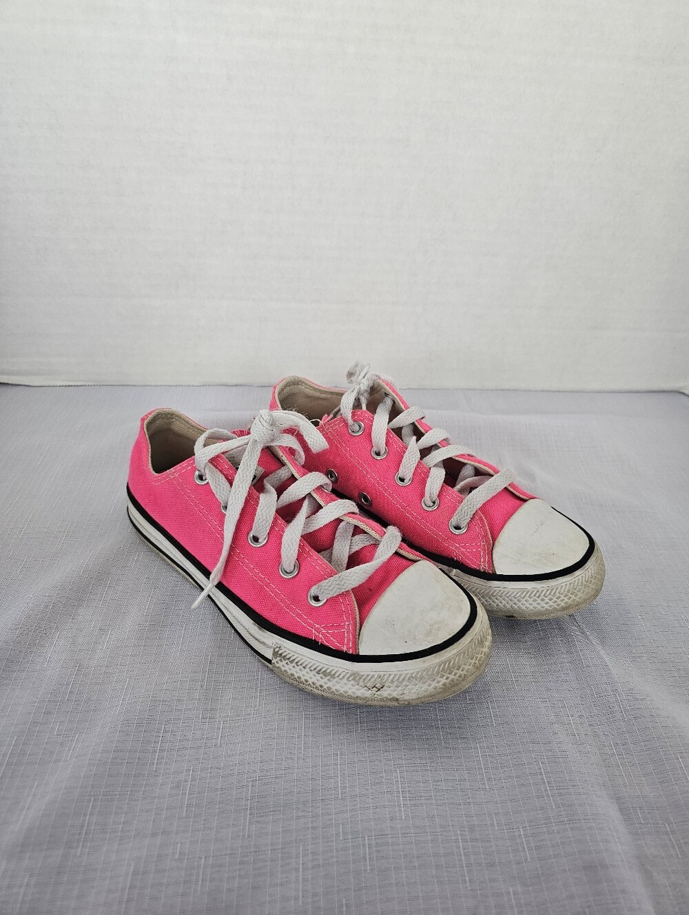 Converse All Star Girls Hot Pink White Low Top Sneakers Girl's Youth Size 1
